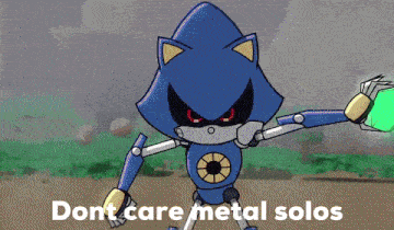 a cartoon of sonic the hedgehog with the words " dont care metal solos " below him