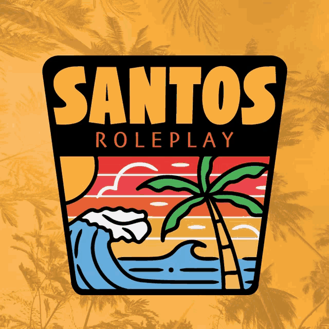 a logo for santos roleplay with a palm tree