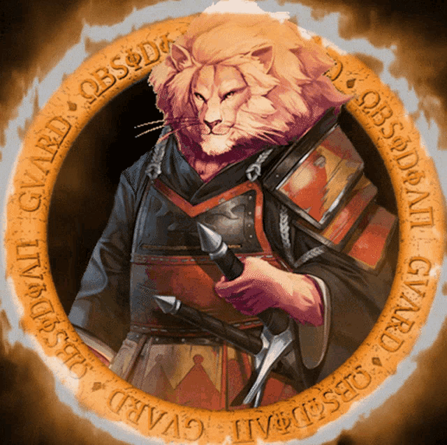 a picture of a lion holding a sword in a circle that says ' obsod ' on it