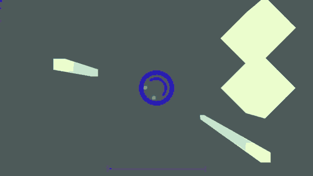 a blue circle with a purple smiley face in it