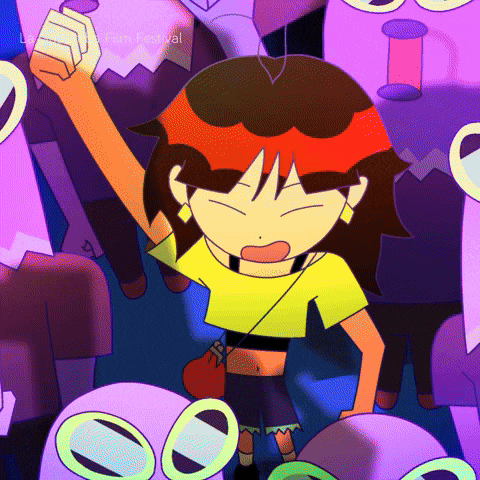 a cartoon drawing of a girl with her fist in the air and the words los angeles film festival on the bottom