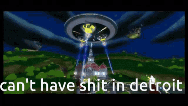 a cartoon of princess peach riding a cat with the words " can 't have shit in detroit "