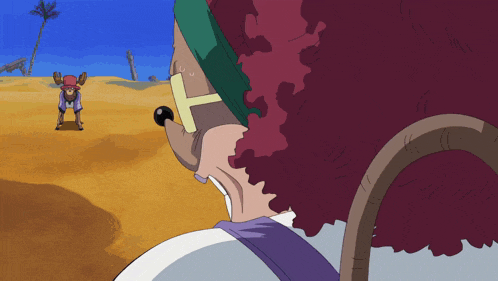 a cartoon character with red hair and glasses is standing in a desert