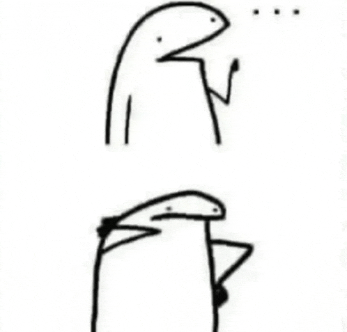 a black and white drawing of two cartoon characters standing next to each other and talking to each other .