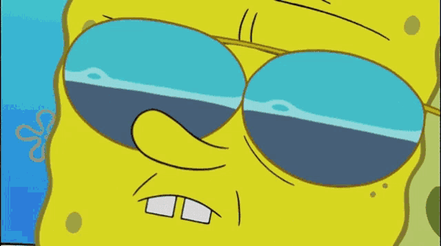 a cartoon of spongebob wearing sunglasses and a brown hat