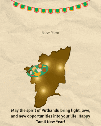 a happy tamil new year poster with a map of the state