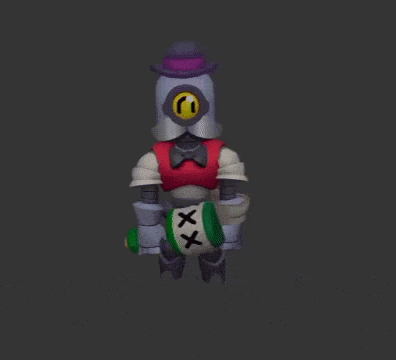 a cartoon character is holding a dumbbell in his hand and wearing a hat .