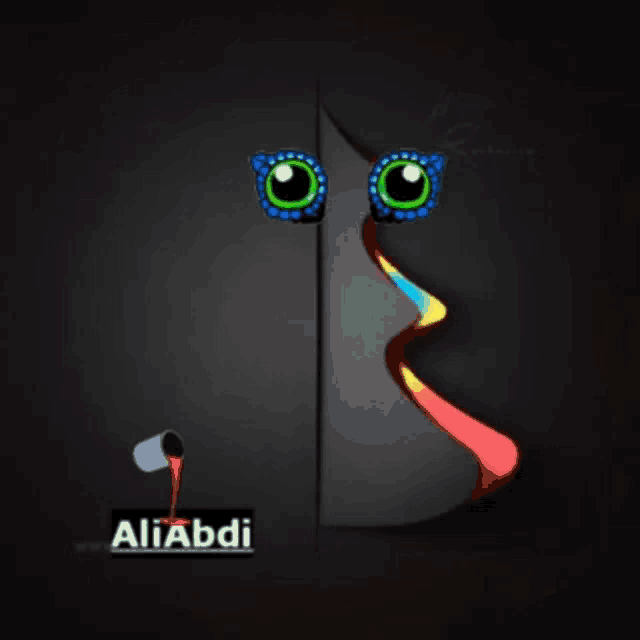 a drawing of a face with the name aliabdi on the bottom right