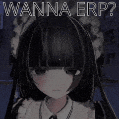 a picture of a girl with the words wanna erp written on it