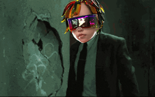 a man in a suit and tie is wearing a pair of sunglasses