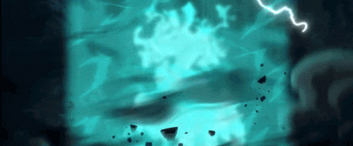 a blue background with a lightning bolt coming out of it .
