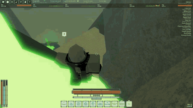 a screenshot of a video game shows a character with a glowing green aura