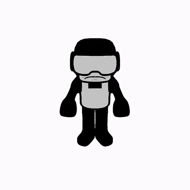 a cartoon character wearing a helmet and goggles is waving his hand