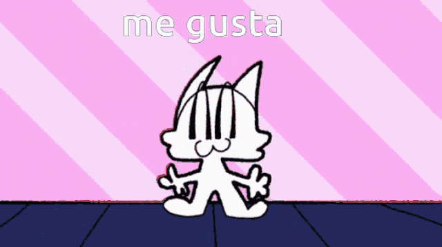 a cartoon drawing of a person with the words me gusta written on it