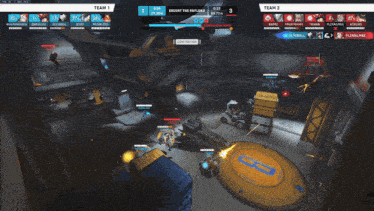 a screenshot of a video game with a scoreboard that says team 1 and team 2