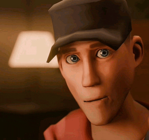 a close up of a cartoon character 's face wearing a hat