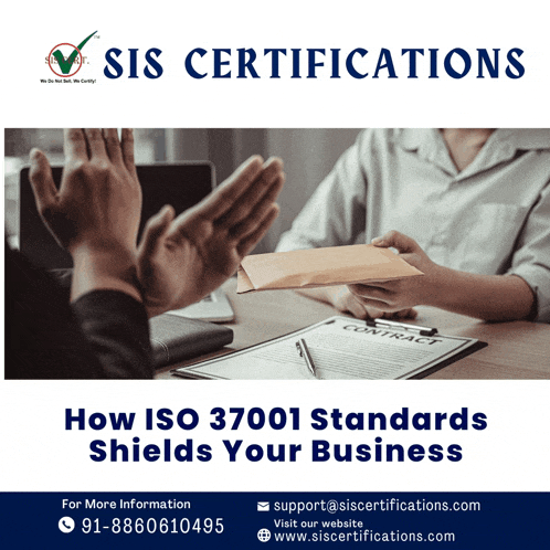 a poster for sis certifications shows a man giving another man a envelope
