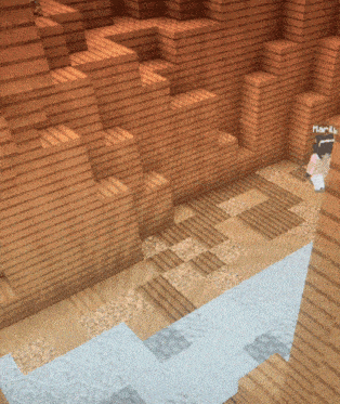 a person in a minecraft game is standing next to a brick wall