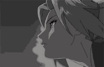 a black and white drawing of a woman 's face with a smokey background .