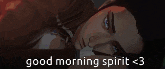 a cartoon of a man laying down with the words good morning spirit < 3