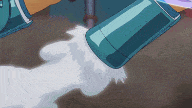 a cartoon drawing of a person holding a bottle of liquid