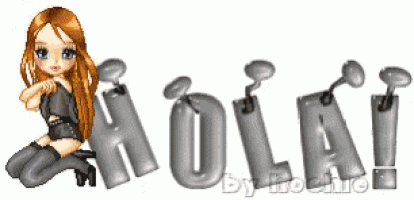a picture of a girl with the word hola in the background