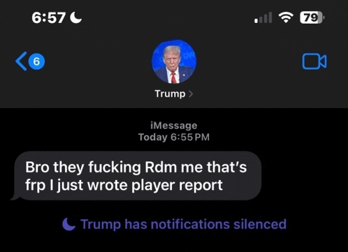 a screenshot of trump 's imessage with a notification that trump has notifications silenced