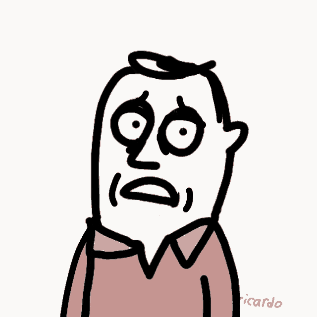 a drawing of a man scratching his head with the name luisricardo on the bottom