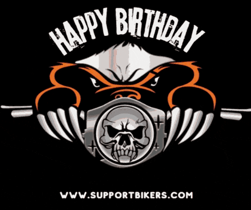 a black background with a skull on it and the words " happy birthday "