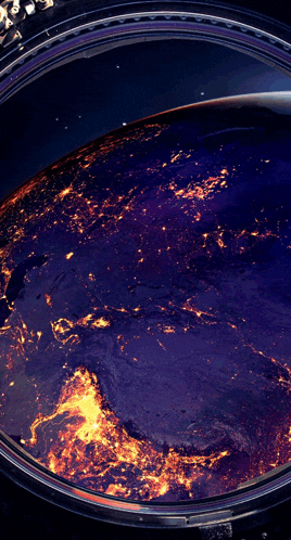 a view of the earth from space with a purple background