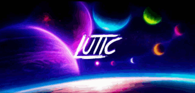 a colorful background with the word lutic in the center