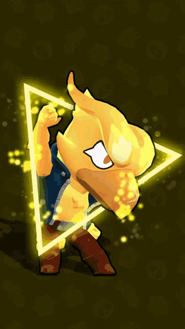 a cartoon character with a triangle around it