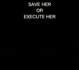 a green and black background with the words save her or execute her on it