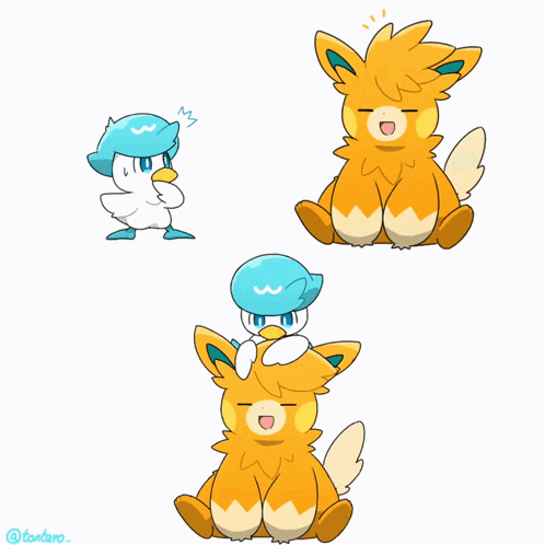 a drawing of a duck and a fox with the name @tantaro on the bottom left