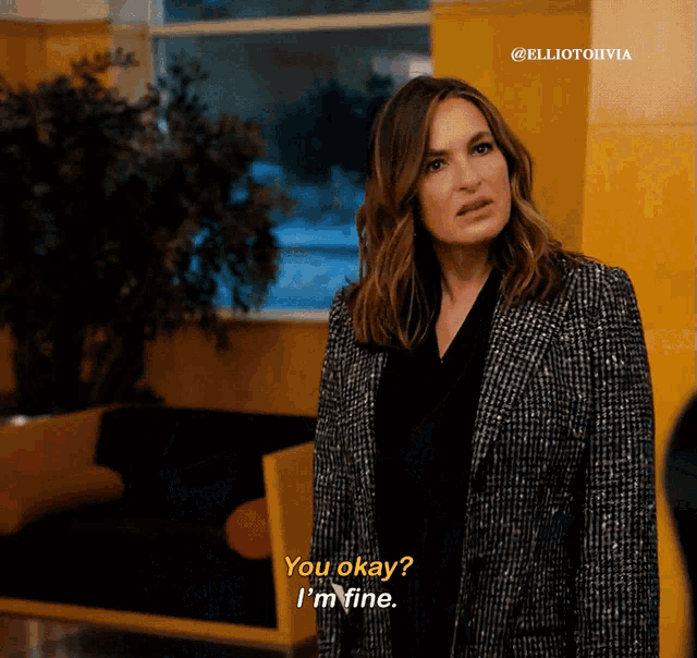 a woman says " you okay i 'm fine "