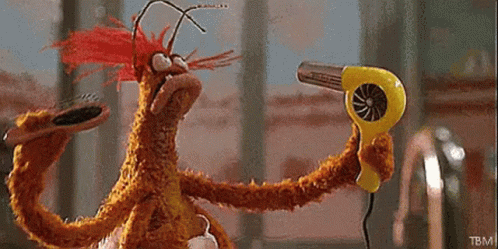 Muppets Pepéthe King Prawn GIF - Muppets Pepéthe King Prawn Blow Dryer GIFs