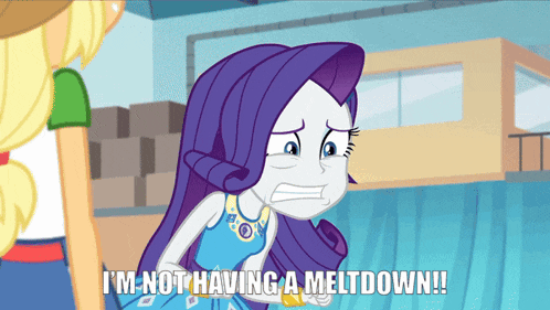 a cartoon of a girl with the words " i 'm not having a meltdown " below her