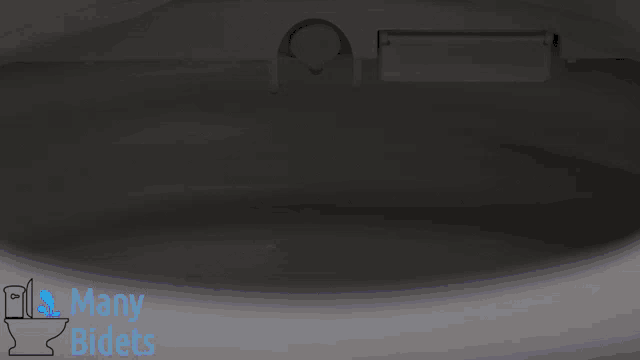 a blue light is shining on a toilet with many bidets written below it
