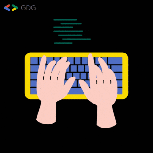 an illustration of two hands typing on a keyboard with the gdg logo on the bottom