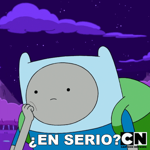a picture of finn from adventure time with the words en serio cn below him