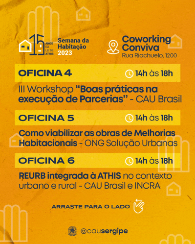 a yellow poster that says oficina 4 and coworking conviva