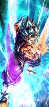 a cartoon of a man with a purple shirt and purple pants standing in front of a blue background .