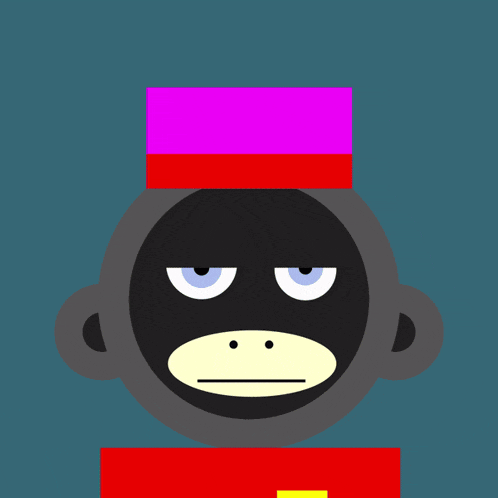 an illustration of a monkey with a pink hat on top of his head