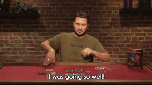 Tabletop - Resistance Gag Reel - Frustrated Wil GIF - Wil Wheaton Geek And Sundry Cards GIFs