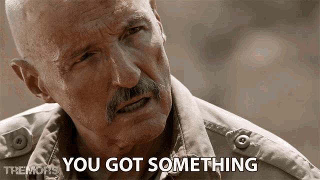 a bald man with a mustache says " you got something "