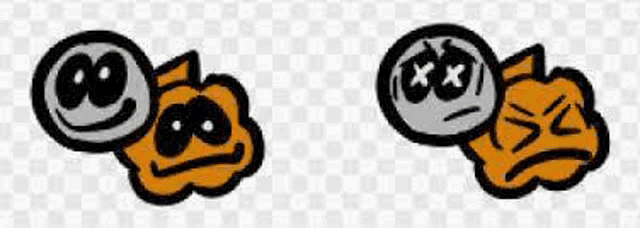 a cartoon of a pumpkin with a smiley face and a sad face .