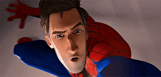a cartoon spider-man is flying through the air
