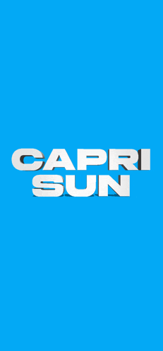 a blue background with capri sun written in white letters