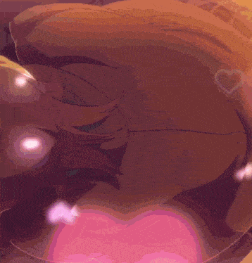 a close up of a cartoon character 's face with a pink background