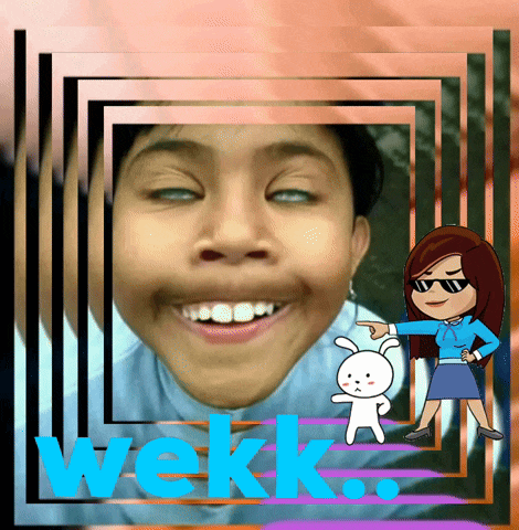 a picture of a girl with the word wekk on the bottom right